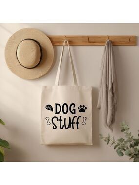 Custom Natural Canvas Tote Bag - Dog Stuff